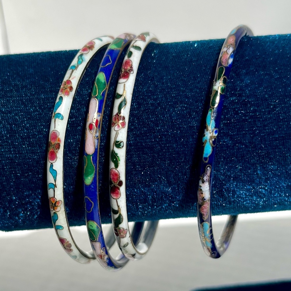 Floral Enamel Bangle Set